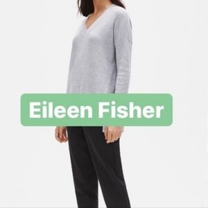 Eileen Fisher Gray V-Neck Sweater Size M